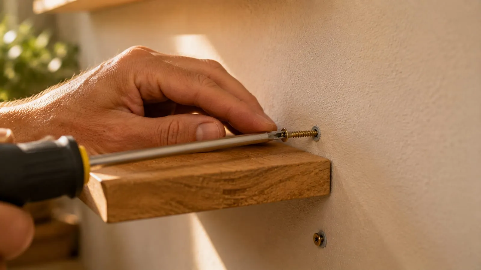 Inserting the anchor and driving the screw to hang